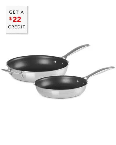 Le Creuset Classic 2pc Non-stick Frying Pan Set With $22 Credit In Silver