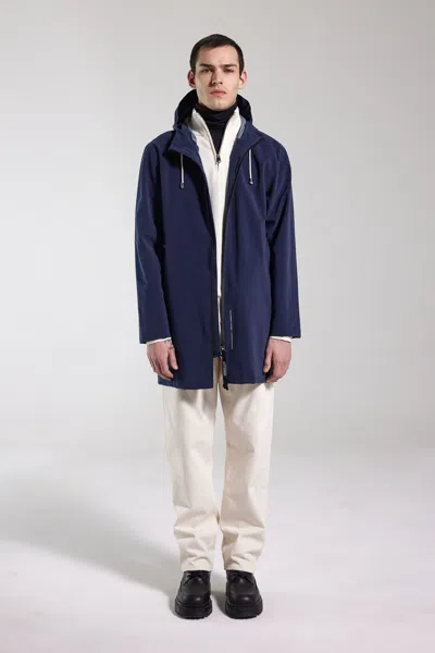 Stutterheim Stockholm Lightweight Zip Matte Raincoat In Blue