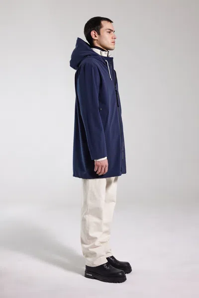 Stutterheim Stockholm Lightweight Zip Matte Raincoat In Blue