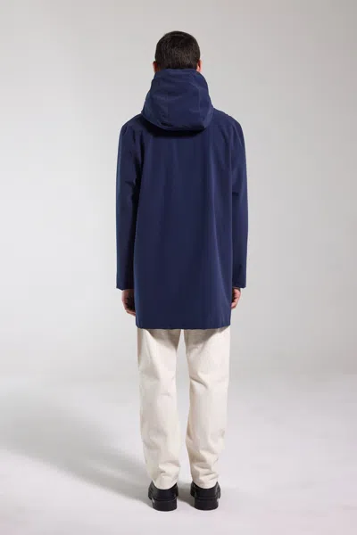 Stutterheim Stockholm Lightweight Zip Matte Raincoat In Blue