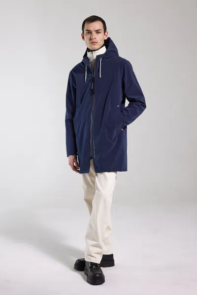 Stutterheim Stockholm Lightweight Zip Matte Raincoat In Blue