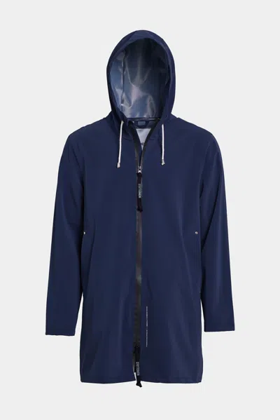 Stutterheim Stockholm Lightweight Zip Matte Raincoat In Blue