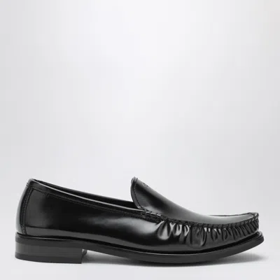 Prada Brushed Leather Loafers Shoes In Black