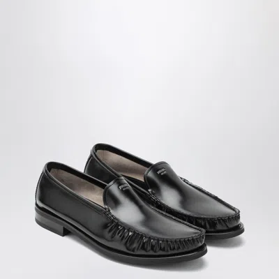 Prada Brushed Leather Loafers Shoes In Black