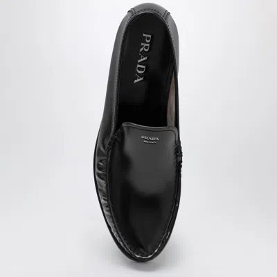 Prada Brushed Leather Loafers Shoes In Black