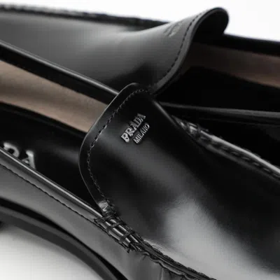 Prada Brushed Leather Loafers Shoes In Black