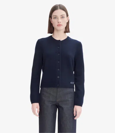 Apc A.p.c. Navy Blue Wool Cardigan In Blue