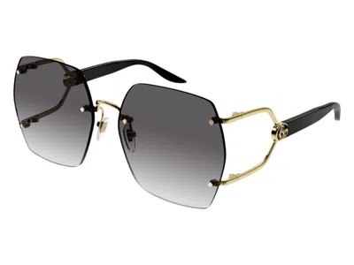Pre-owned Gucci Square Sunglasses In Gold Black Grey (gg1562s/001/62) In Multi
