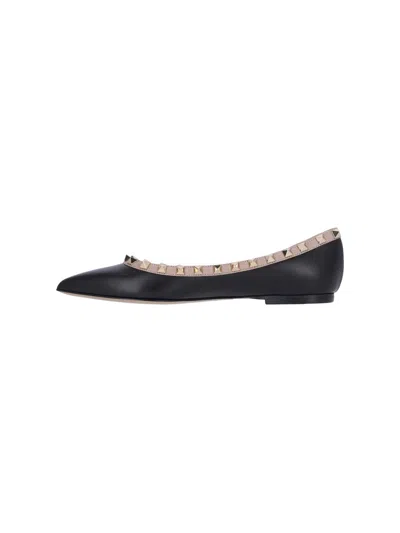 Valentino Rockstud-embellished Ballerina Shoes In Black