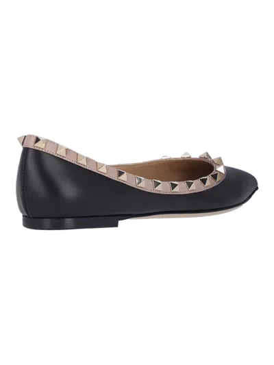 Valentino Rockstud-embellished Ballerina Shoes In Black