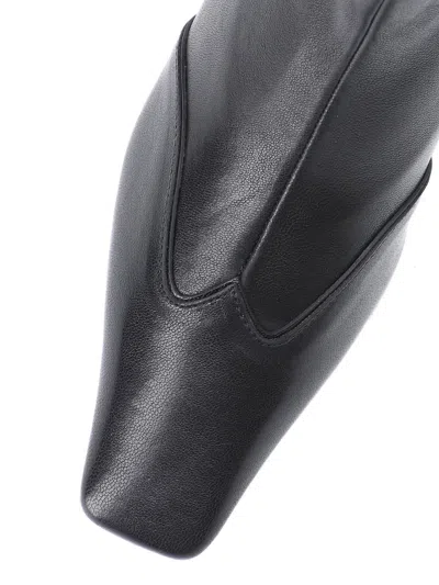 Khaite Pointed Toe Ankle Boots With Smooth Lamb Leather In Black