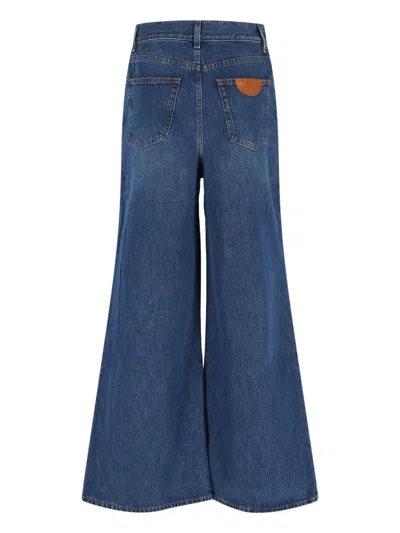 Chloé Chloe' Wide Leg Denim Jeans In Black