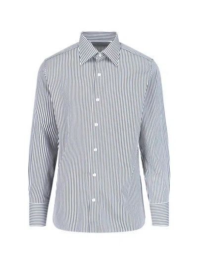 Tom Ford Striped Pattern Button-down Collar Long Sleeves Shirt In Multi
