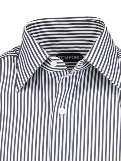 Tom Ford Striped Pattern Button-down Collar Long Sleeves Shirt In Multi