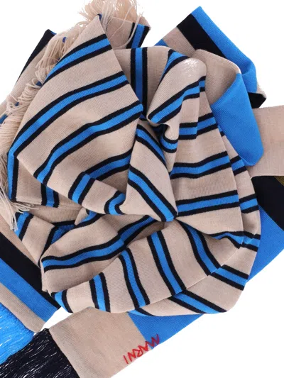 Marni Fringed Striped Scarf With Tassel Detail