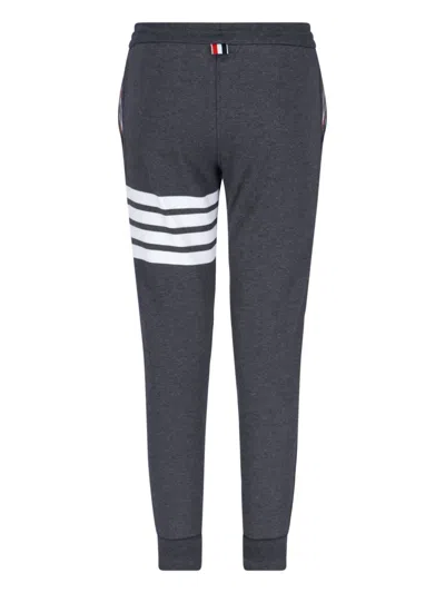 Thom Browne Dark Grey Cotton Jogger Pants With Striped Detailing