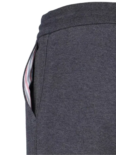 Thom Browne Dark Grey Cotton Jogger Pants With Striped Detailing