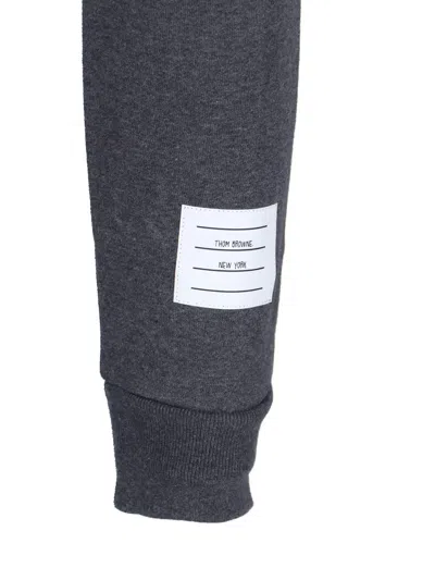 Thom Browne Dark Grey Cotton Jogger Pants With Striped Detailing