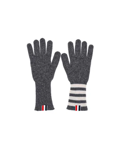 Thom Browne Grey Rib Cashmere Four Bar Gloves