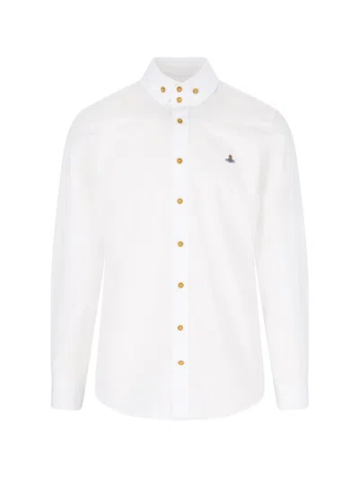 Vivienne Westwood Shirt With Subtle Orb Embroidery And Tailored Fit In Gray