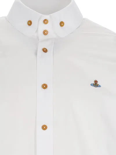 Vivienne Westwood Shirt With Subtle Orb Embroidery And Tailored Fit In Gray