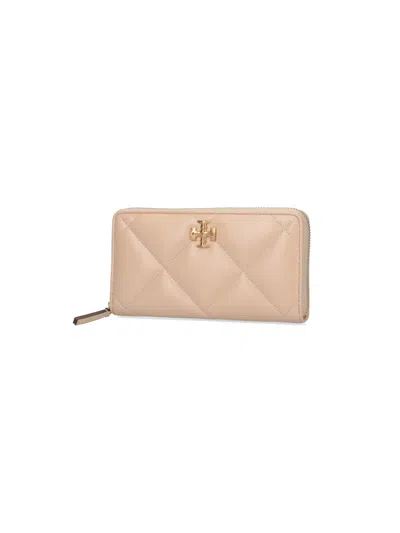 Tory Burch Quilted Pattern Leather Wallets In Neutral