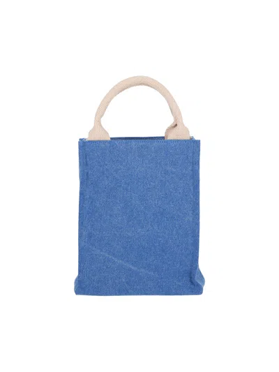 Marni Shopper Bag With Shoulder Strap And Top Handles In Blue