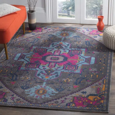 Safavieh Artisan Machine Made Area Rug, Grey / Fuchsia Traditional Style Easy Care