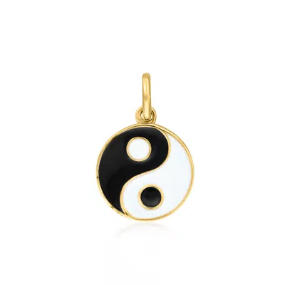 Rs Pure By Ross-simons Black And White Enamel Yin-yang Charm In 14kt Yellow Gold In Neutral