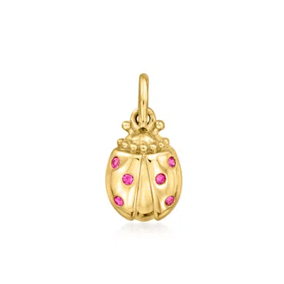Rs Pure By Ross-simons Ruby Ladybug Charm In 14kt Yellow Gold In Gold