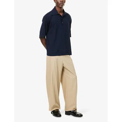 Bottega Veneta Chine Cotton Piquet Polo In Blue