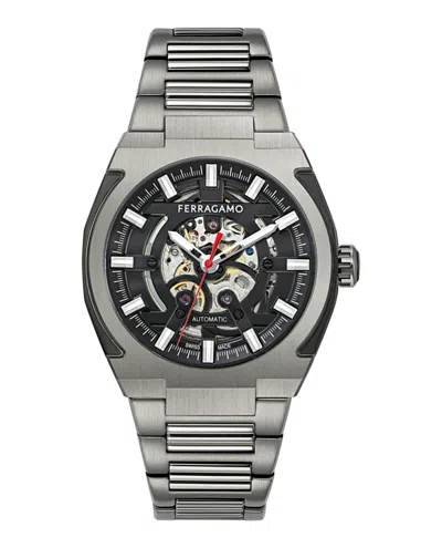 Ferragamo Supreme Skeleton Automatic Watch In Metallic