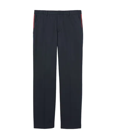 Gucci Men Cotton Twill Trousers With Web Detail In Black