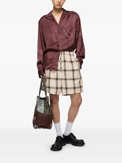 Acne Studios Plaid Drawstring-waist Shorts In Neutral