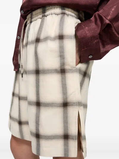Acne Studios Plaid Drawstring-waist Shorts In Neutral