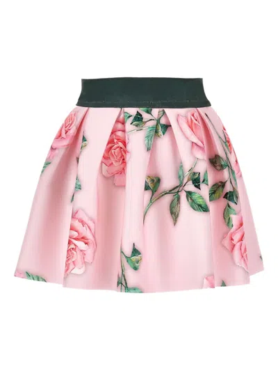 Monnalisa Floral Skirt In Pink