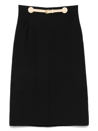 Valentino Black Wool Blend Skirt In Black
