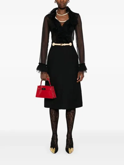 Valentino Black Wool Blend Skirt In Black