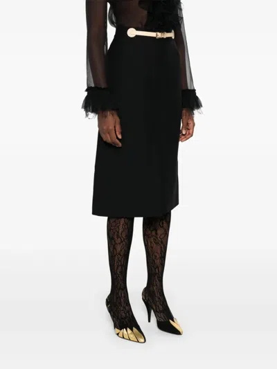 Valentino Black Wool Blend Skirt In Black