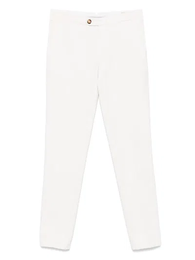 Brunello Cucinelli Tailored White Trousers With Classic Waistband In Neutral