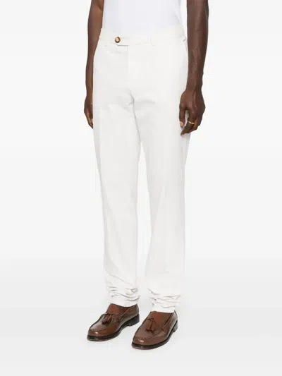 Brunello Cucinelli Tailored White Trousers With Classic Waistband In Neutral