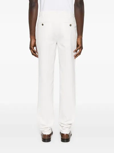 Brunello Cucinelli Tailored White Trousers With Classic Waistband In Neutral