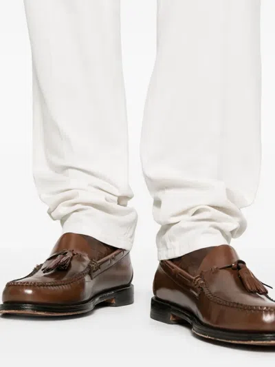Brunello Cucinelli Tailored White Trousers With Classic Waistband In Neutral