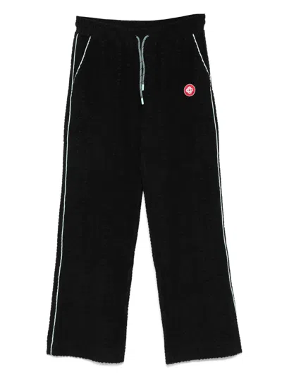 Casablanca Black Pants With All-over Embossed Monogram And Drawstring Waist