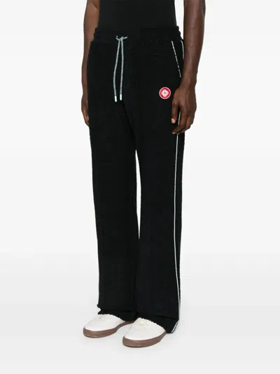 Casablanca Black Pants With All-over Embossed Monogram And Drawstring Waist
