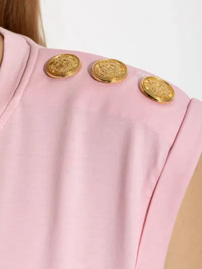 Balmain Logo Tee In Pink