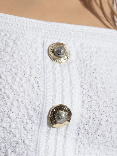 Balmain Cotton Blend Top Button Embellishments In Red