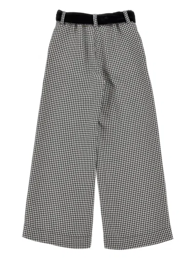 Monnalisa Kids' Houndstooth Wide-leg Trousers In Gray