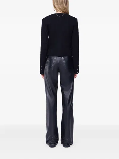 Rabanne Leather Straight-leg Pants In Black