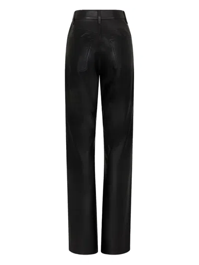 Rabanne Leather Straight-leg Pants In Black